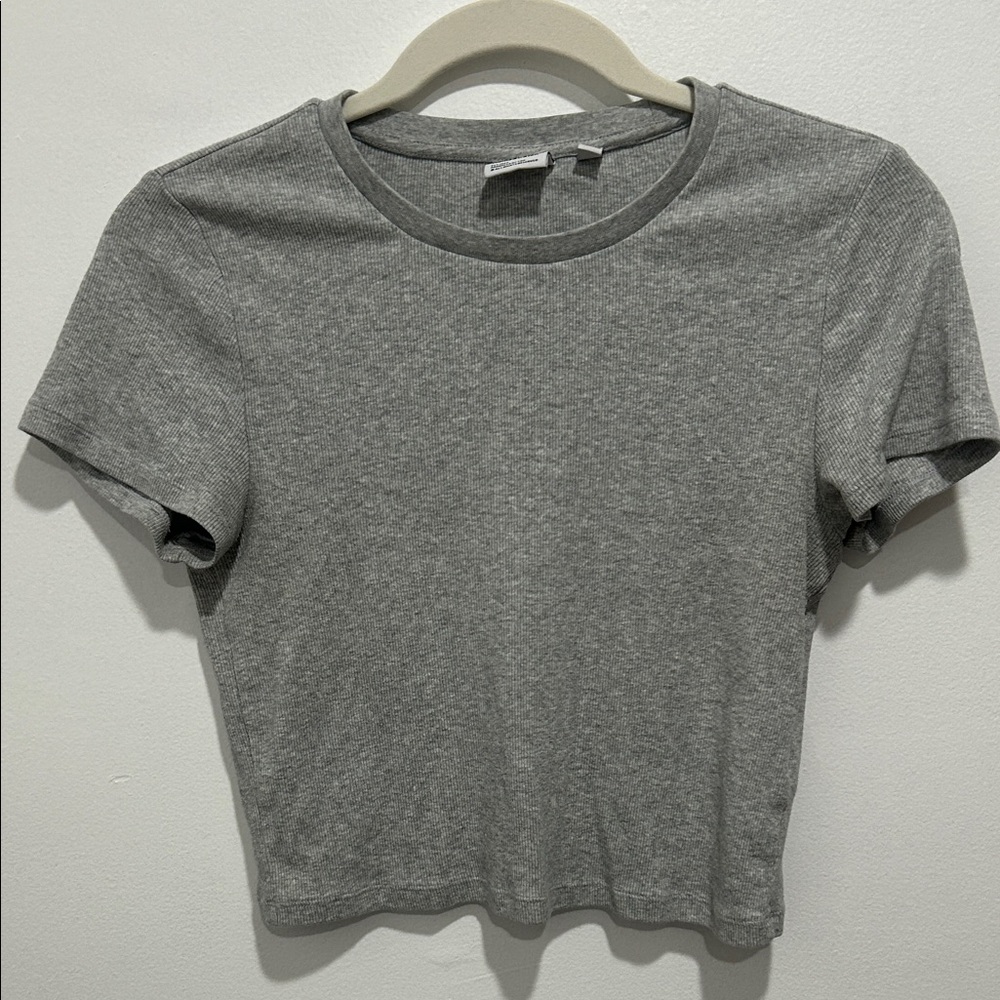 TNA Heather Gray Ribbed Crop Tee